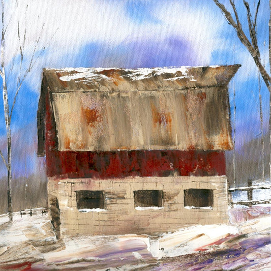 RED BARN IN SNOW