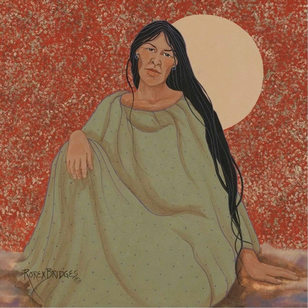 WOMAN WITH LONG HAIR AND GREEN SHAWL