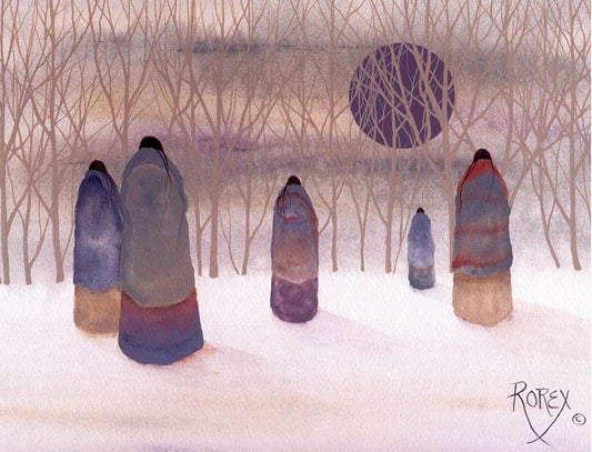 FIVE WOMEN IN SNOW SCENE