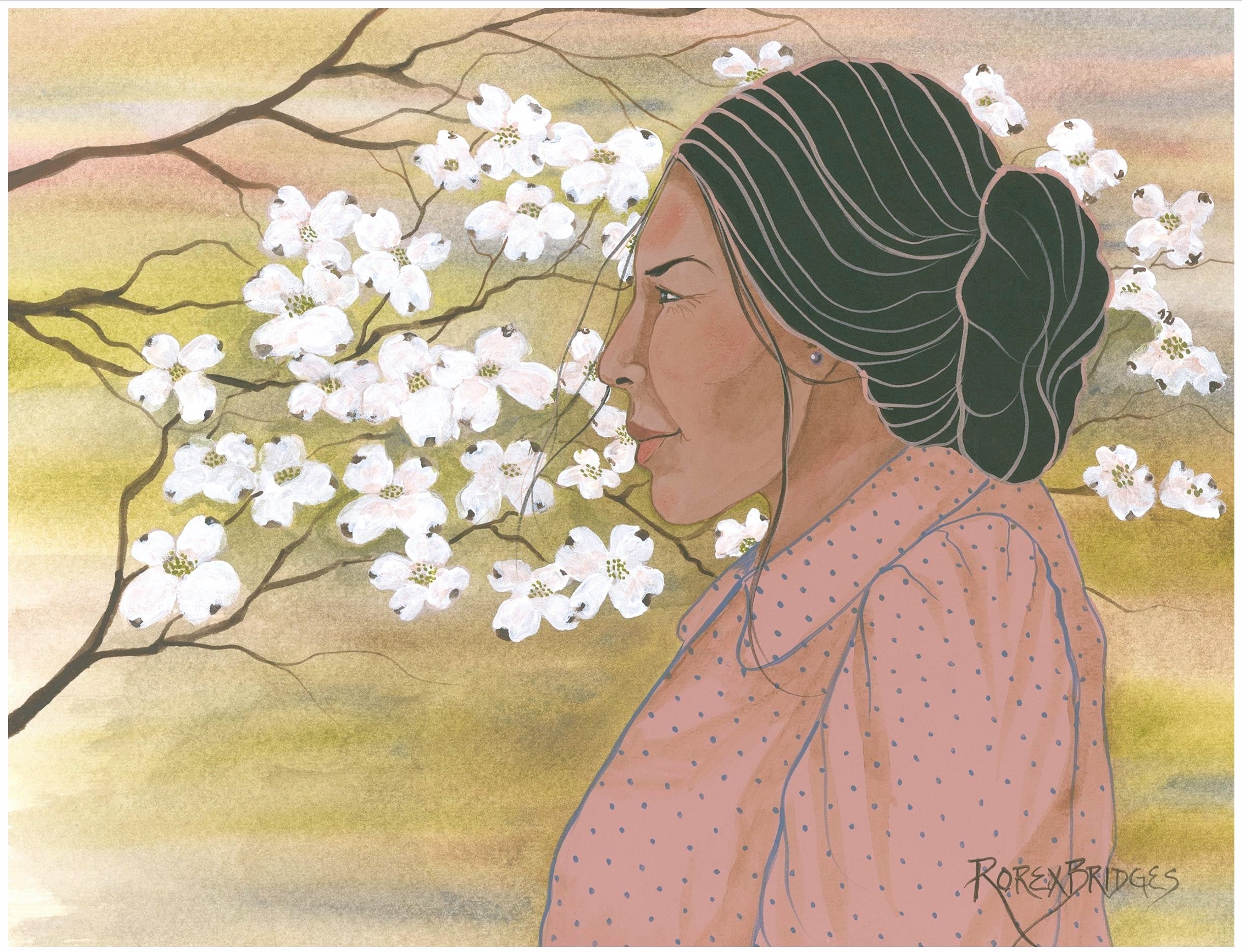 DOGWOOD BLOOMS INDIAN WOMAN