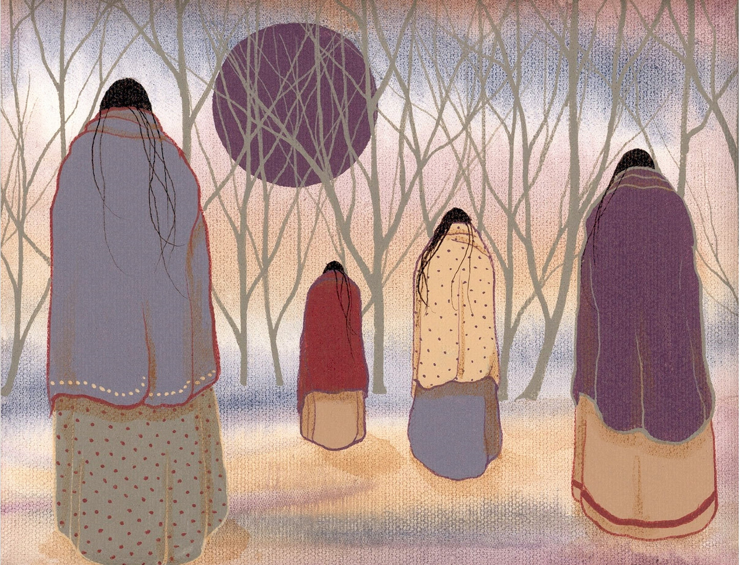 4 WOMEN WALKING TOWARD WOODS