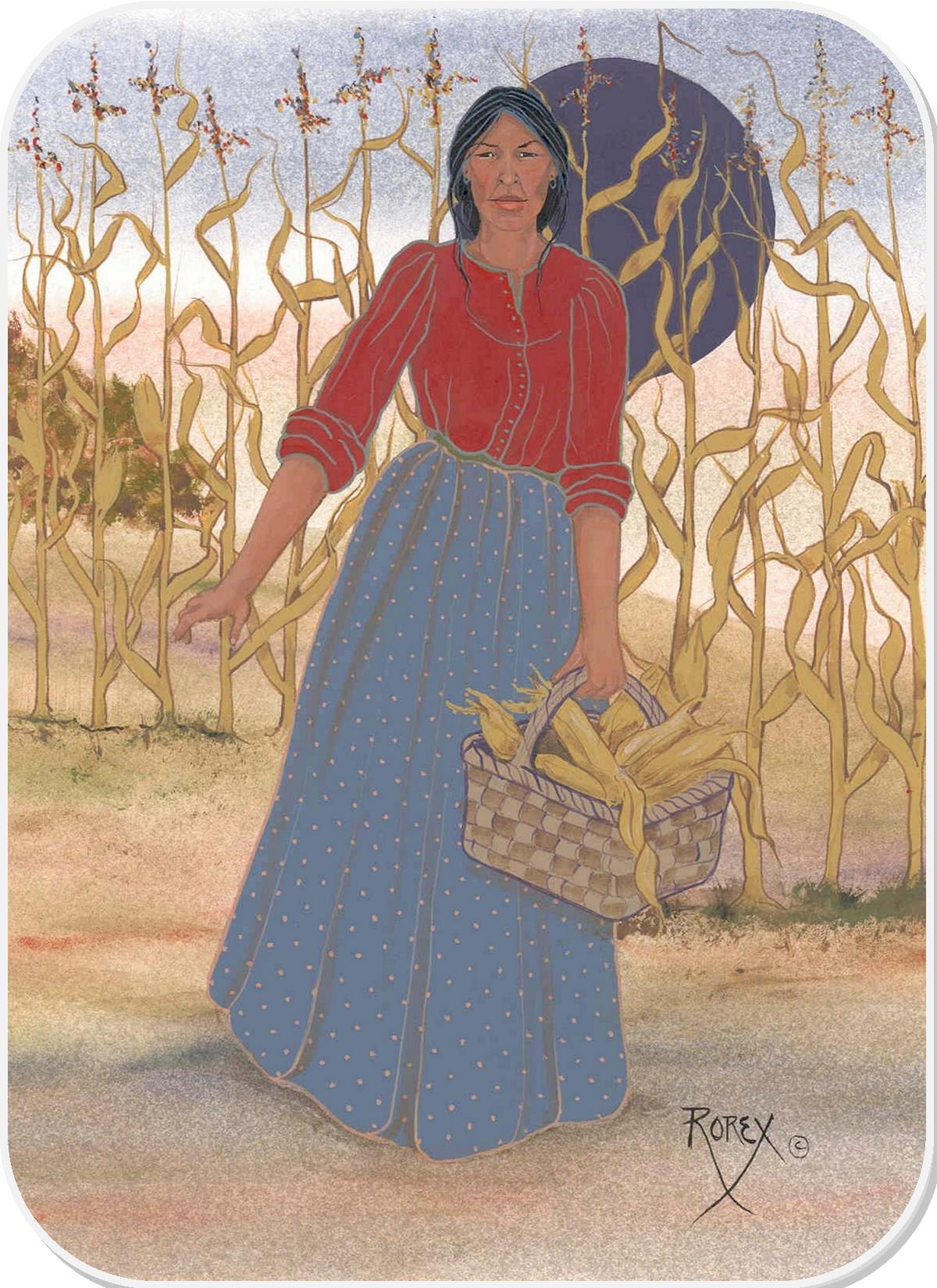 WOMAN WITH BASKET OF CORN