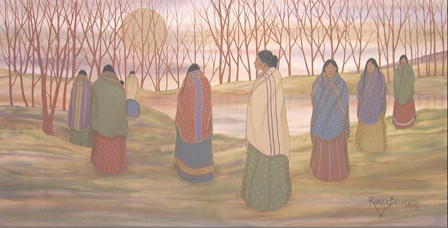 8 Women walking alongside the water