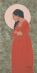 WOMAN IN RED FOLDED ARMS