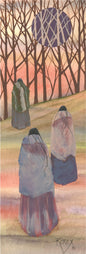 3 WOMEN WALKING UP A HILLSIDE