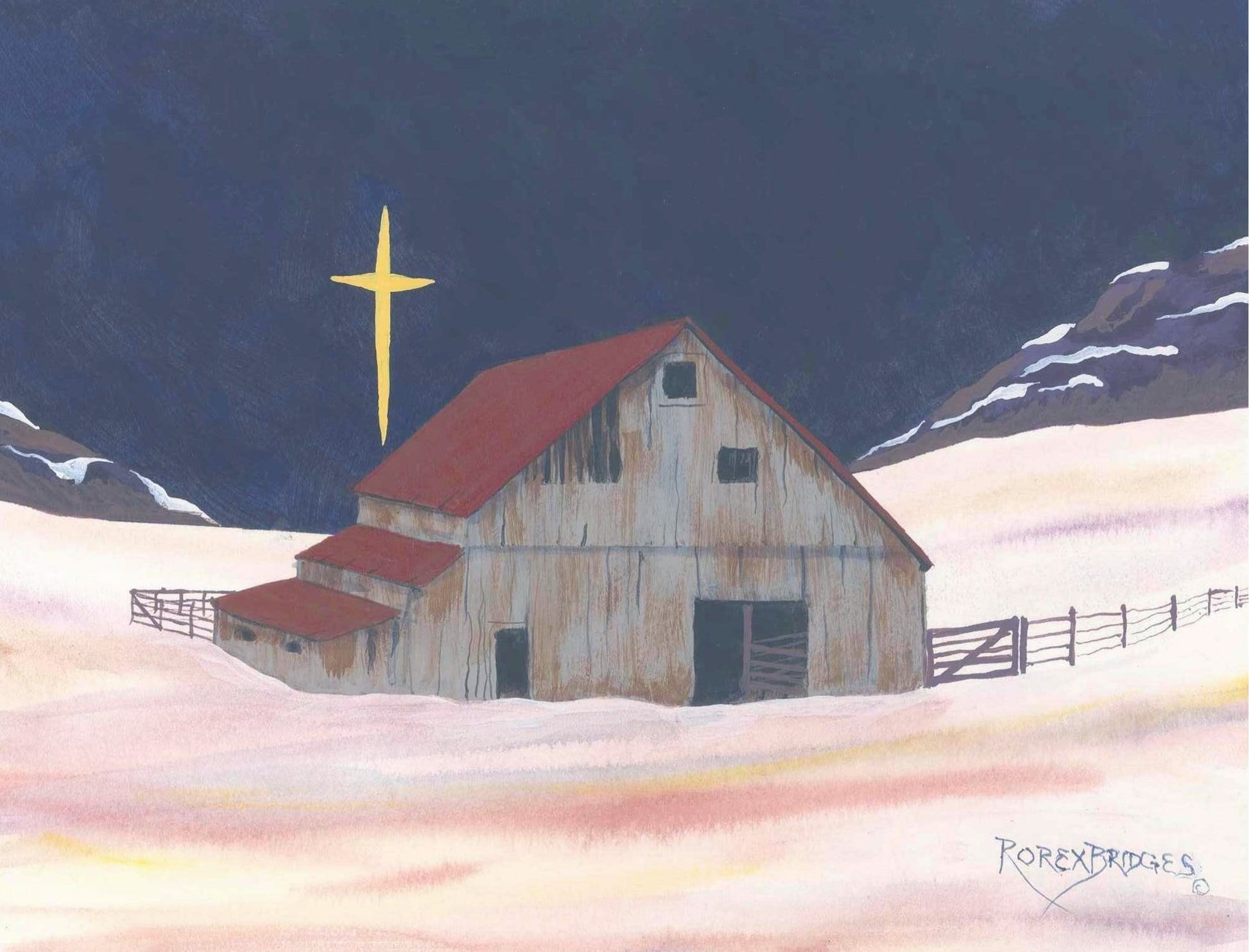 CHRISTMAS BARN ART TILE